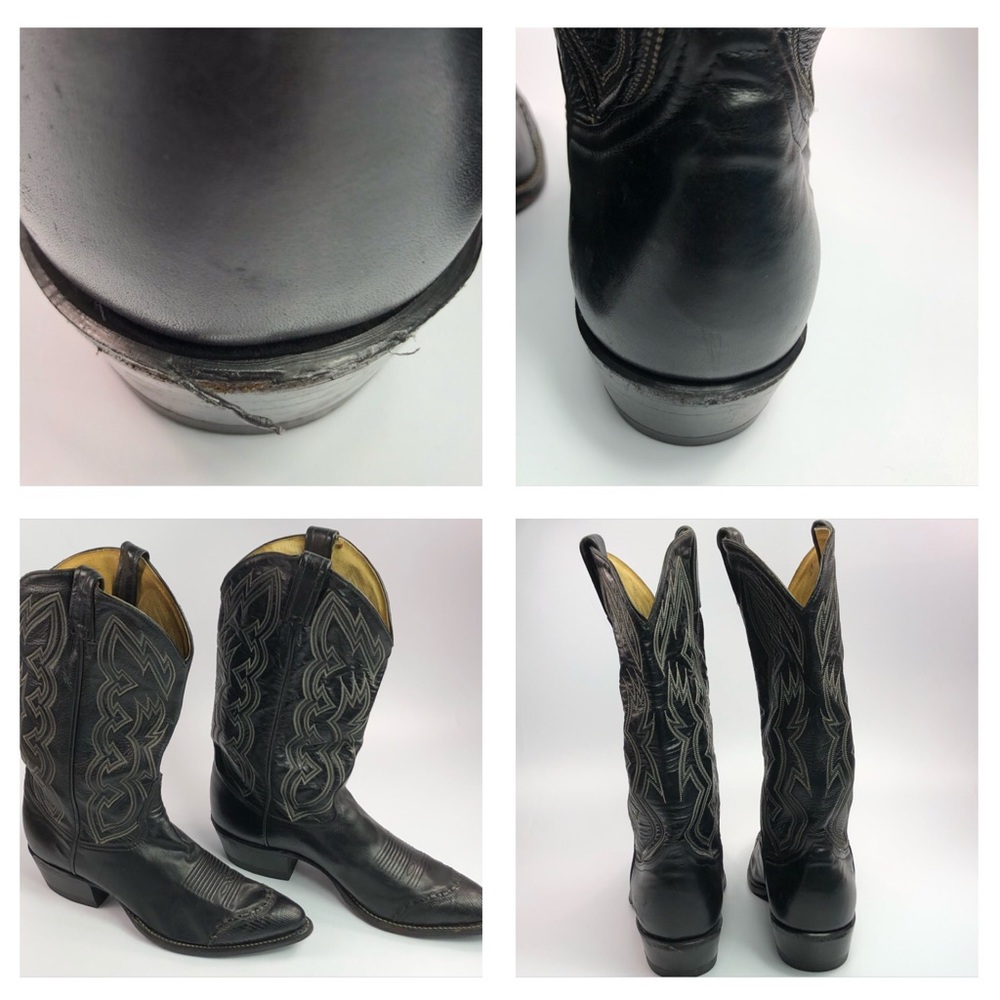 Tony Lama Black Leather Boots Men Size 8.5 D - Picture 8 of 8